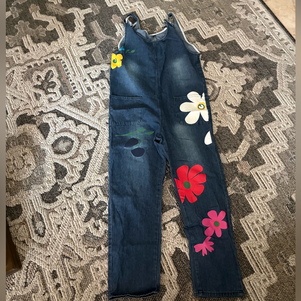Floral Denim Overalls